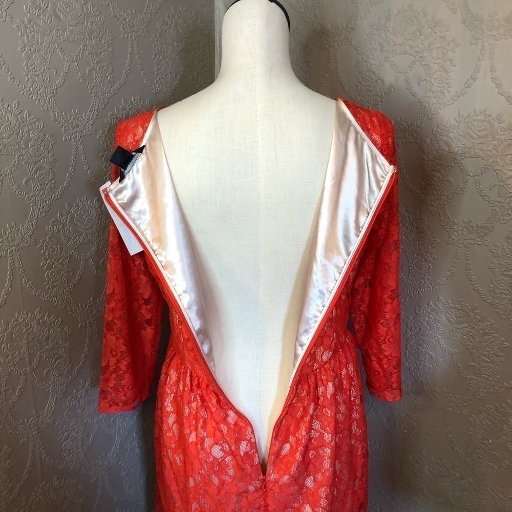 French Connection Satin Lined Lace Coral Dress 10 New NWT - Picture 5 of 7